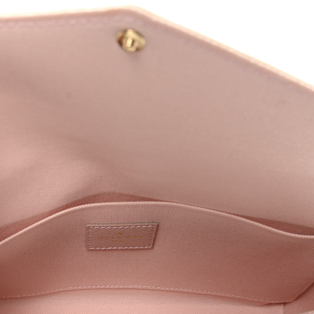 Damier Azur Pochette Felicie Chain Wallet Rose Ballerine