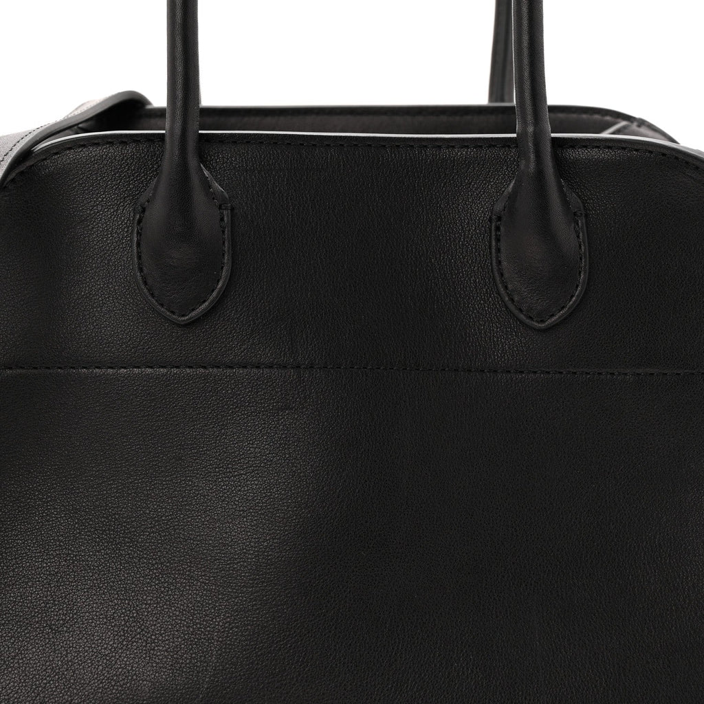 Polished Saddle Calfskin Soft Margaux 10 Bag Black