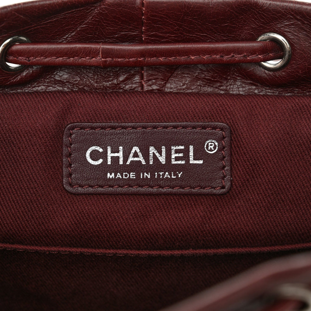 Glazed Calfskin Quilted Small Salzburg Backpack Burgundy