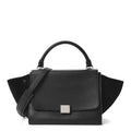 Drummed Calfskin Suede Small Trapeze Black