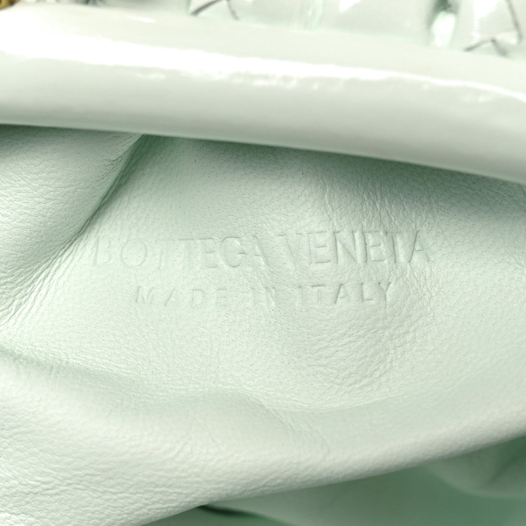 Patent Calfskin Intrecciato Teen Pouch Glacier