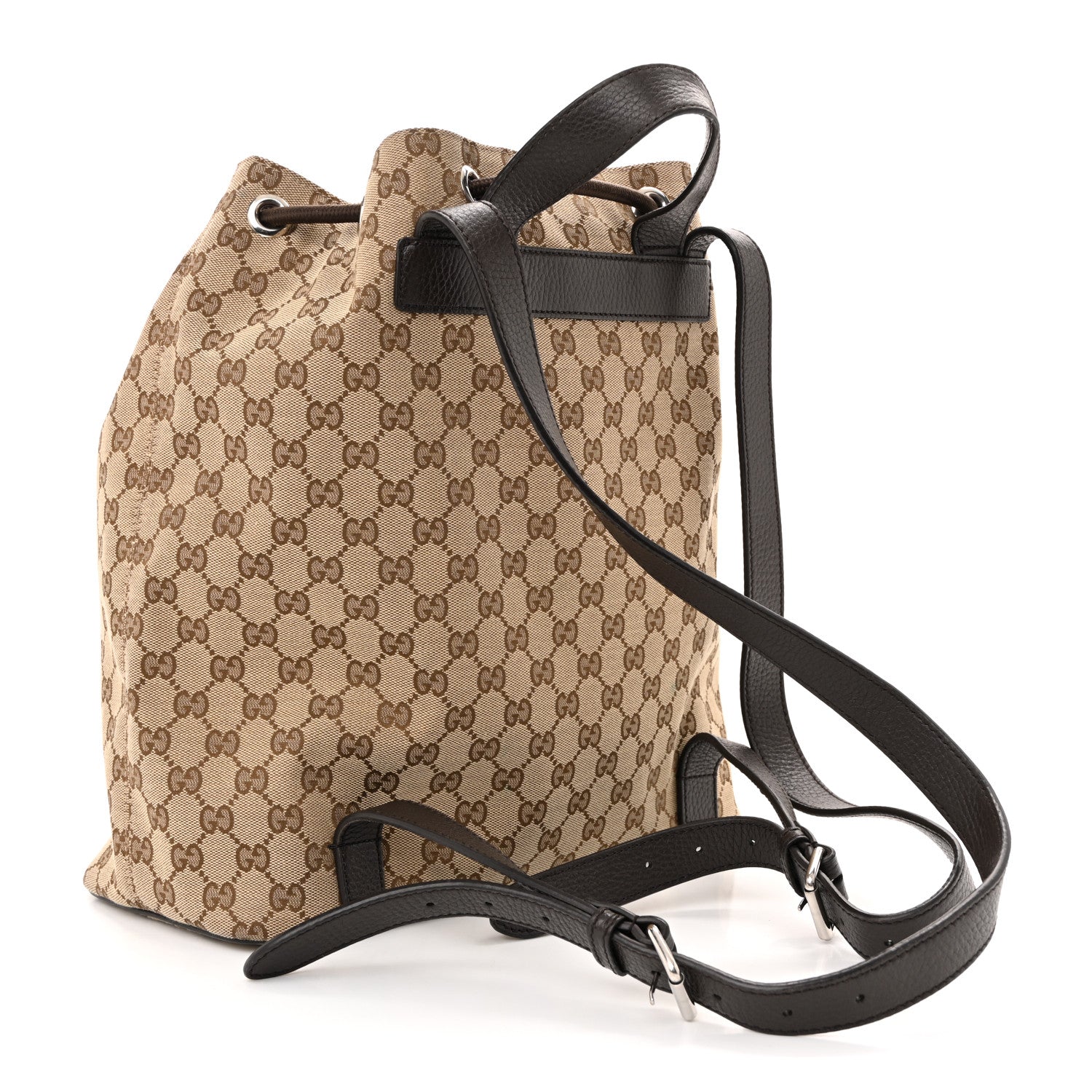 Monogram Dollar Calfskin O Drawstring Backpack Beige Ebony Testa di Moro Dark Chocolate