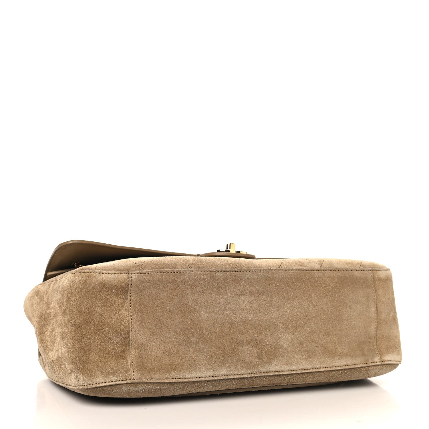 Suede Calfskin Small Souplissimo Maxi Flap Dark Beige