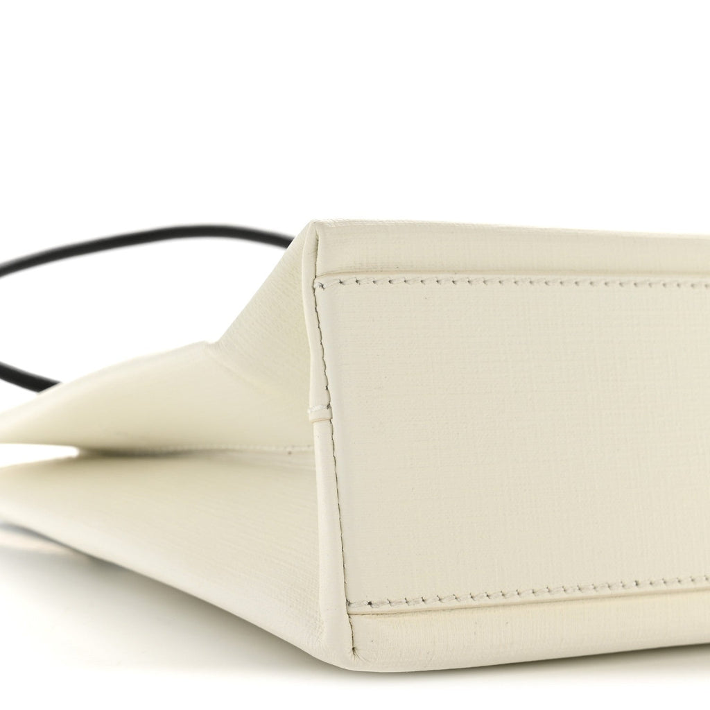 Squared Calfskin Logo North South Shopper Tote XXS White