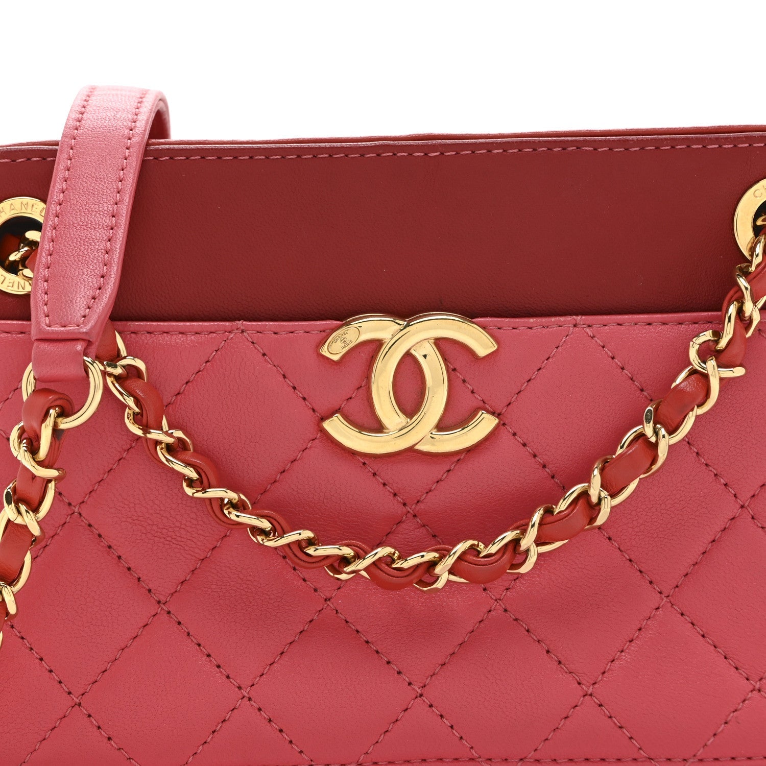 Goatskin Quilted Small In & Out Camera Case Pink Red