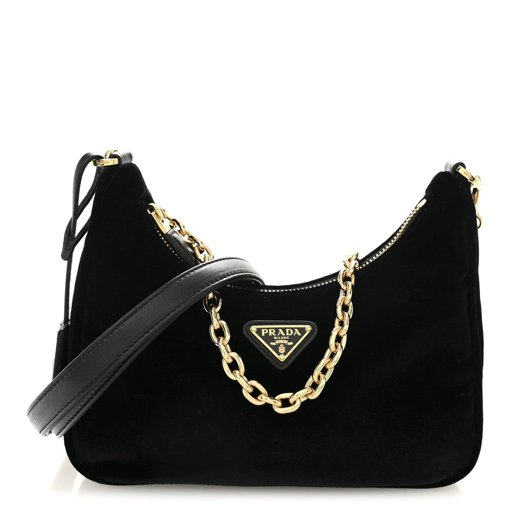 Velvet Nappa Mini Re-Edition Shoulder Bag Black