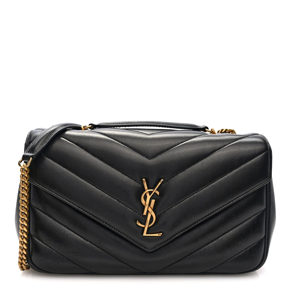 Lambskin Chevron Quilted Medium Loulou Black