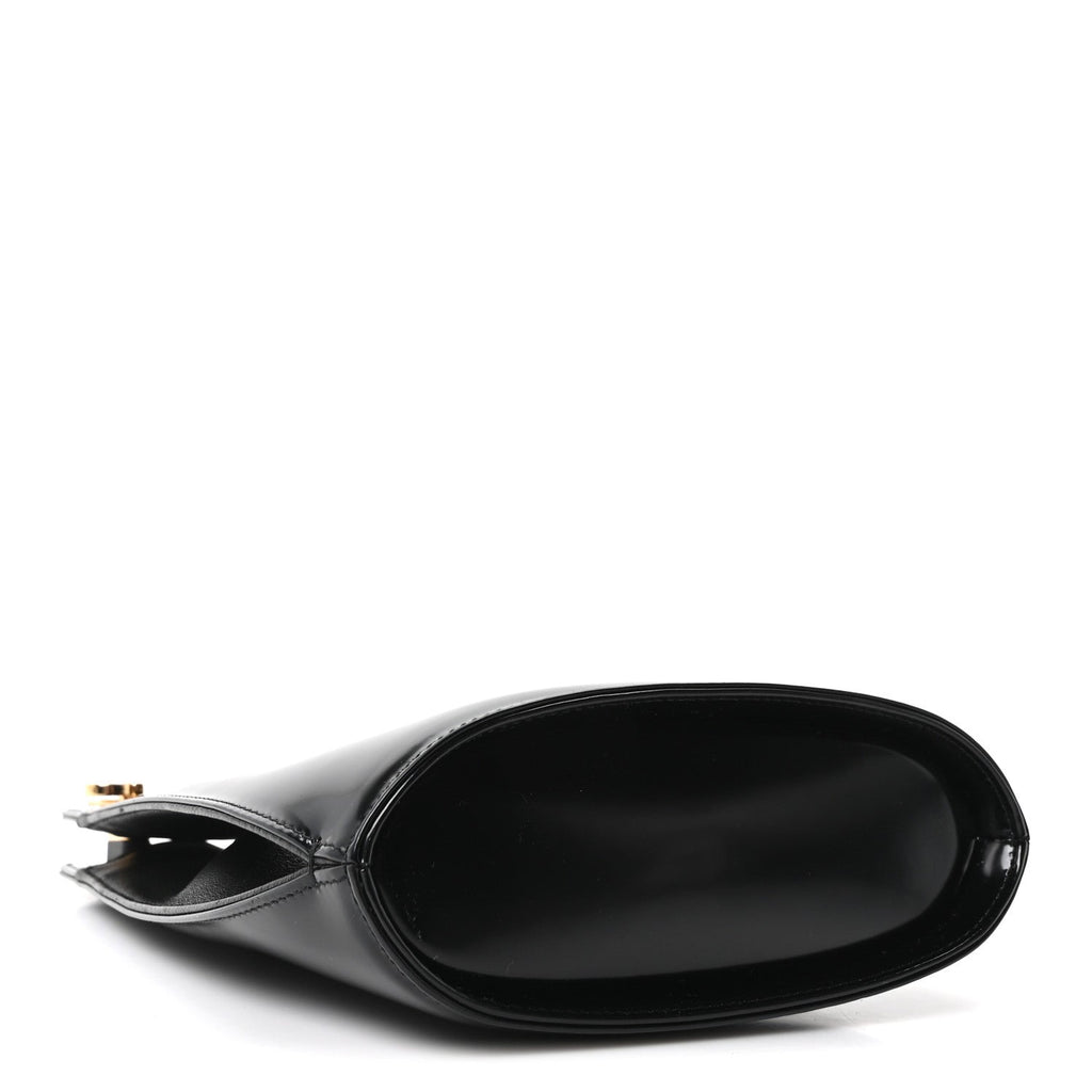 Brushed Calfskin North South Wanda Top Handle Bag Black