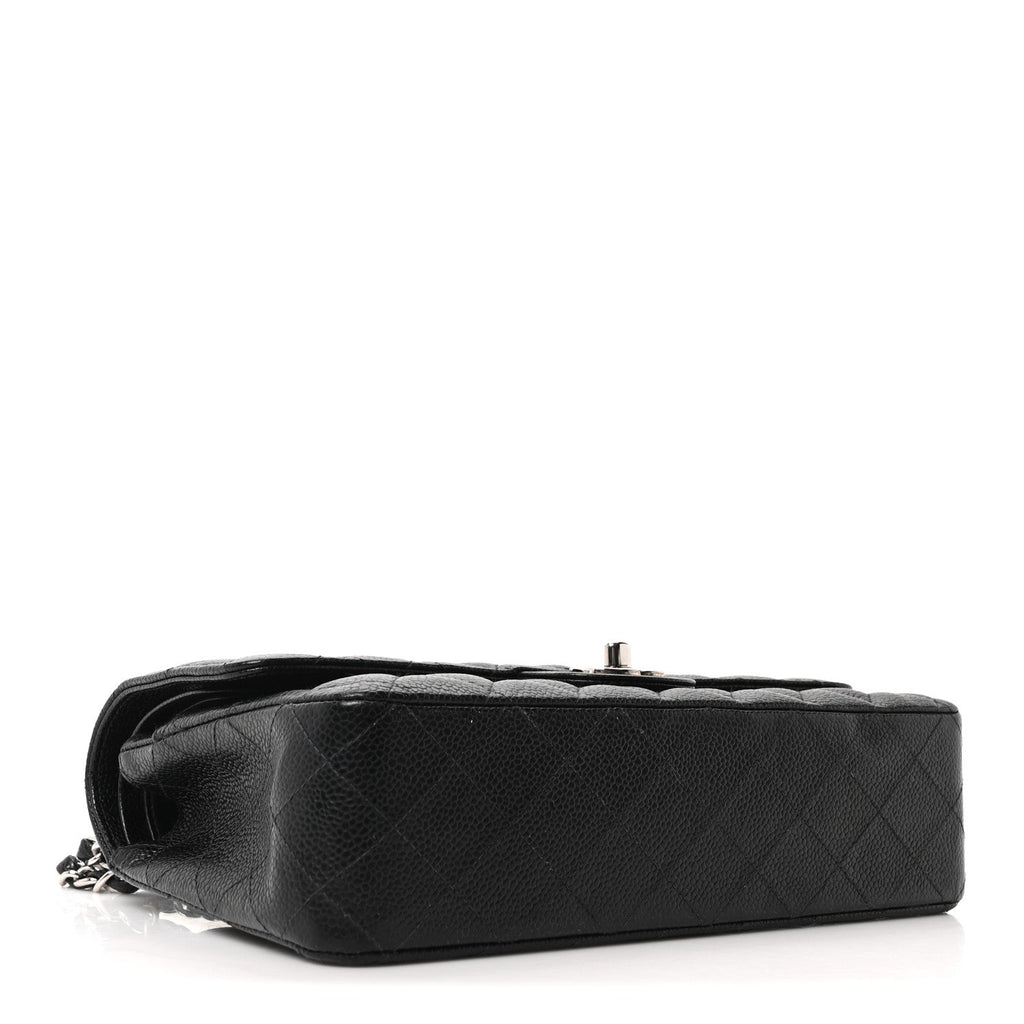 Caviar Quilted Medium Double Flap Black