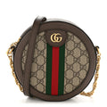 GG Supreme Monogram Web Mini Ophidia Round Shoulder Bag Brown