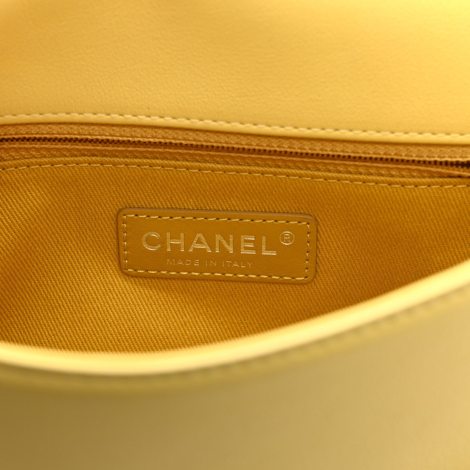 Calfskin Small Stitched Flap Yellow