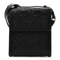 Calfskin GG Tennis Embossed Messenger Bag Black
