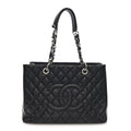 Caviar Quilted Grand Shopping Tote GST Black