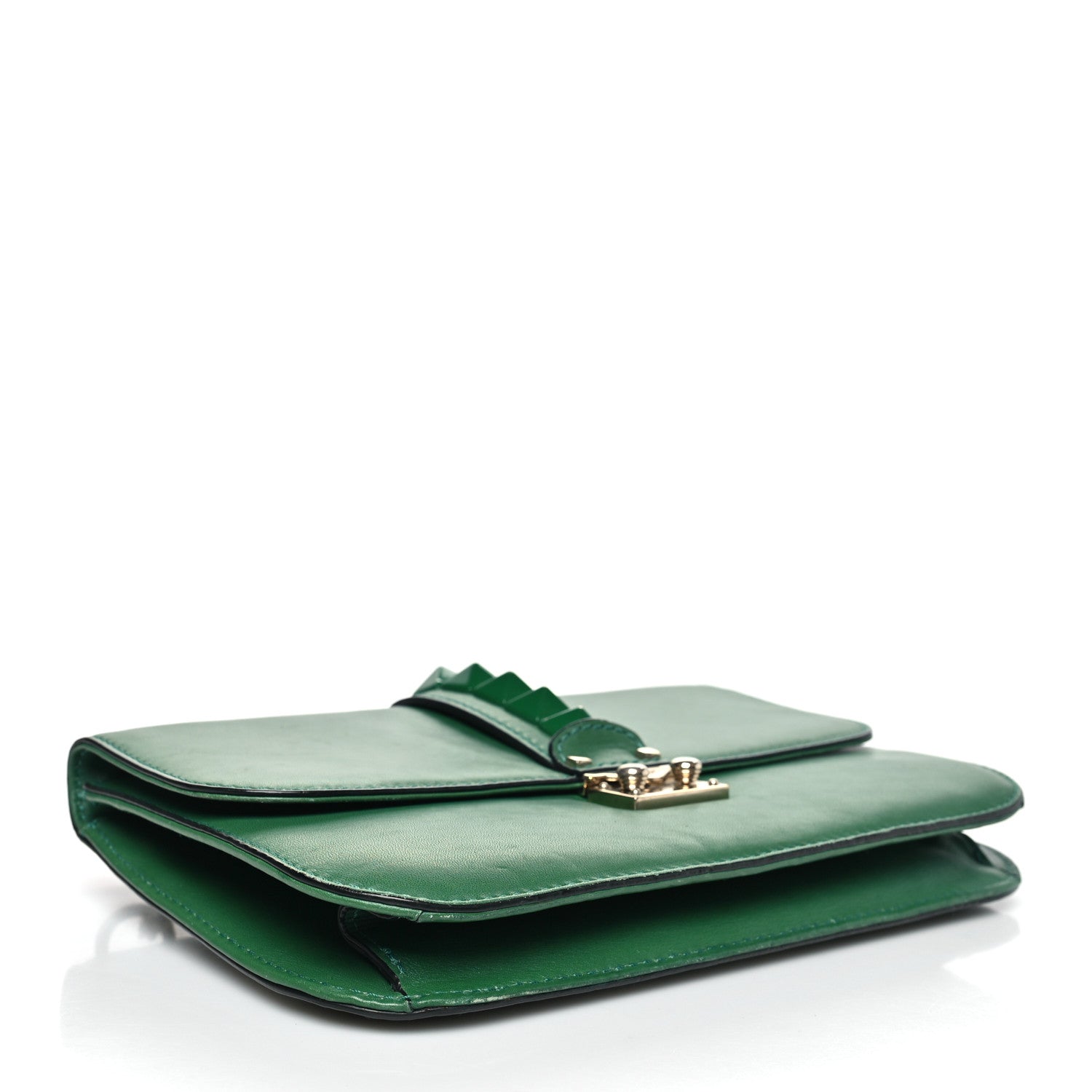 Vitello Medium Glam Lock Rockstud Flap Pop Green
