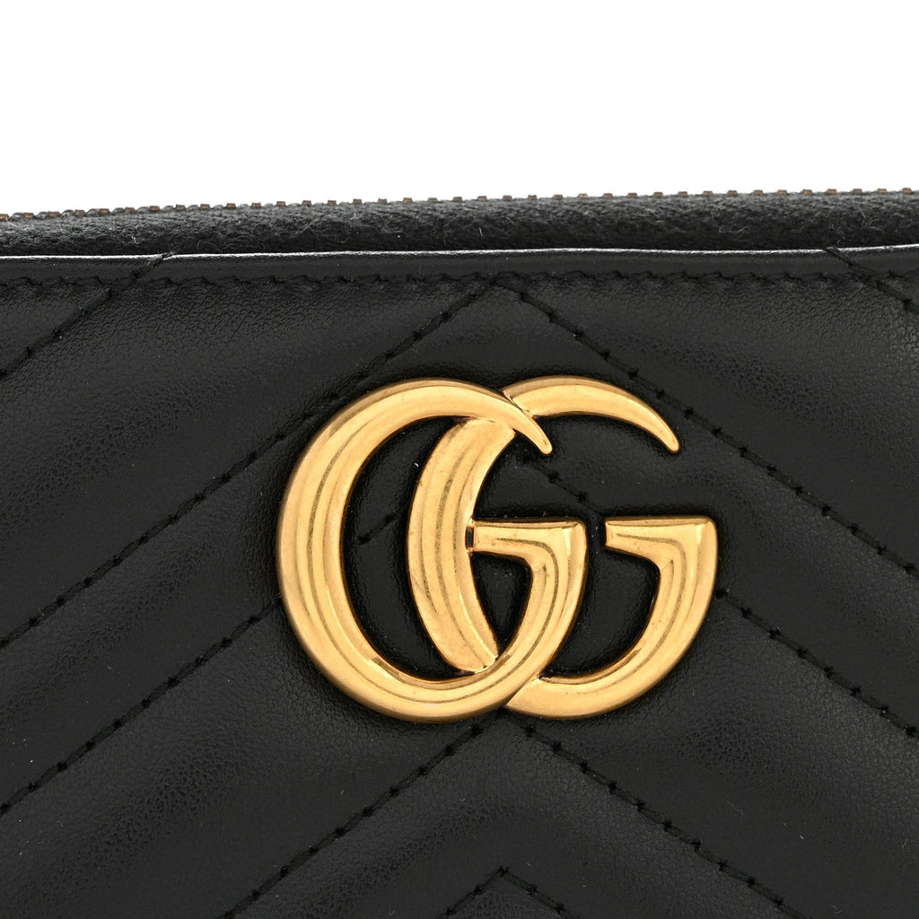 Calfskin Matelasse GG Marmont Zip Around Organizer Wallet Black