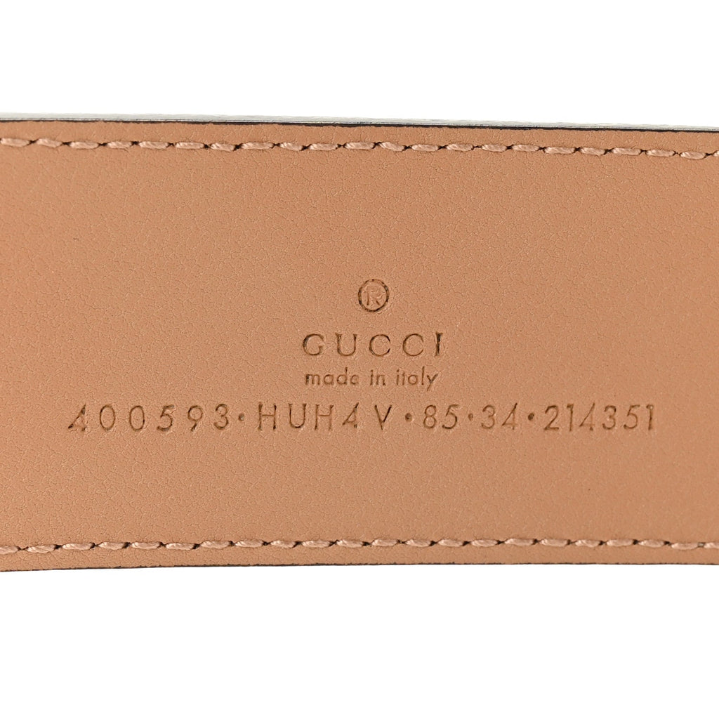 GG Supreme Monogram Plutone Calfskin Enamel Double G 40mm Belt 85 34 Beige Ebony Camelia