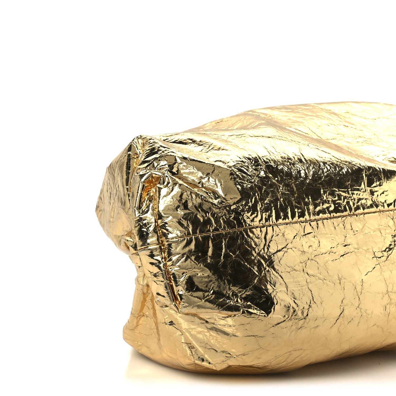 Metallic Crinkled Lambskin The Pouch Oversized Clutch Oro