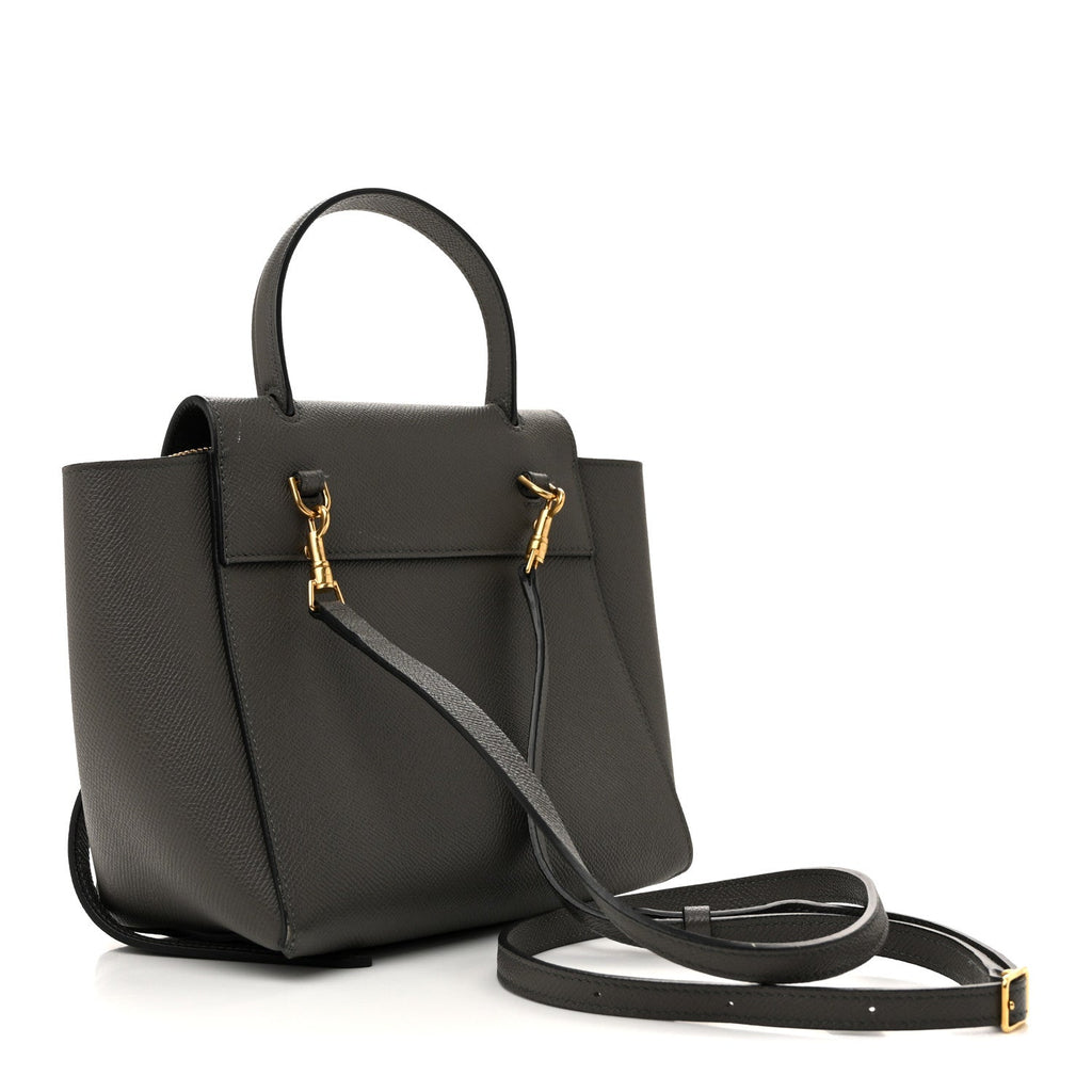 Grained Calfskin Nano Belt Bag Grey