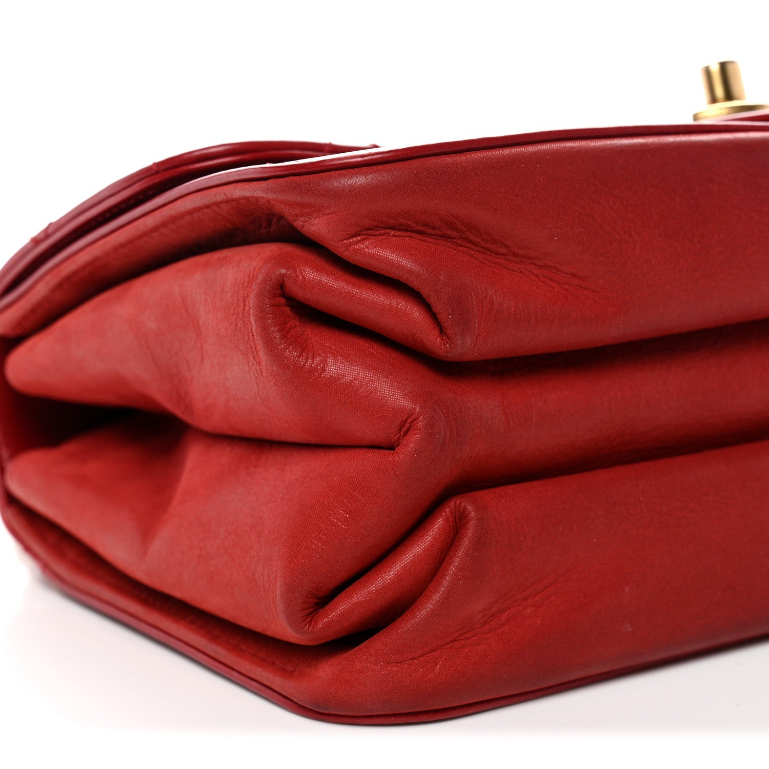 Iridescent Calfskin Quilted Small Straight Lined Flap Red