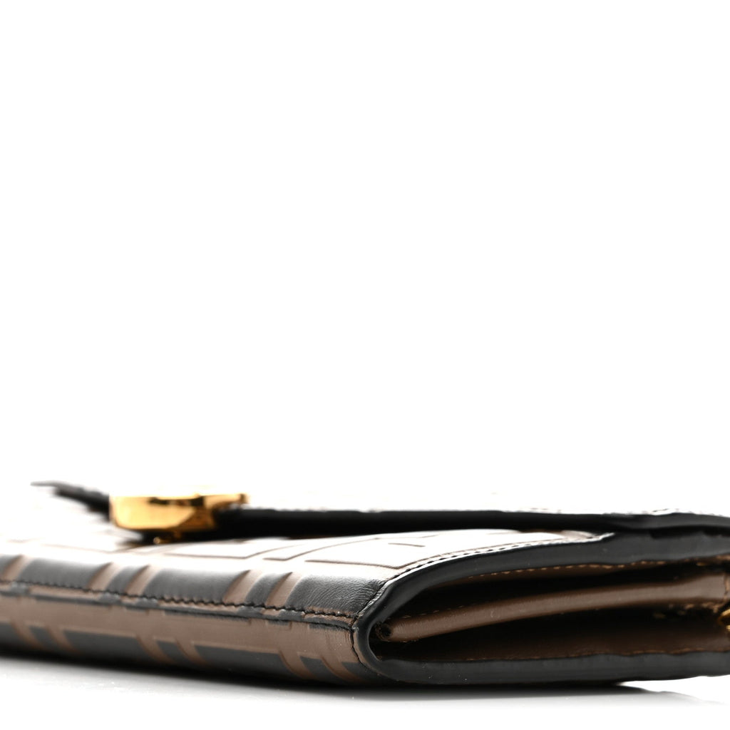 Vitello Soft F is Fendi Bi-Color FF 1974 Embossed Continental Envelope Wallet On Chain Maya Black
