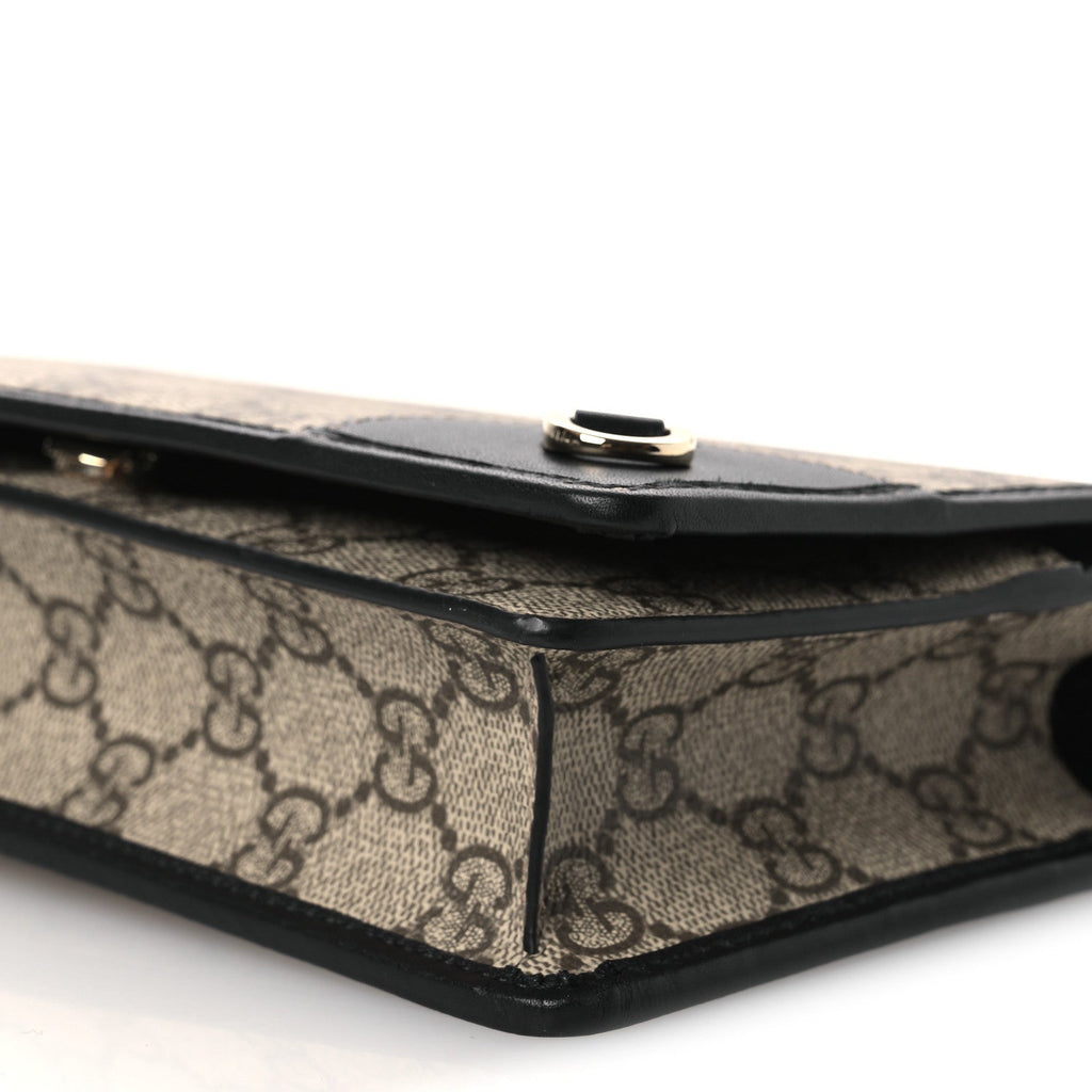 GG Emblem Monogram Wallet With Strap Beige Ebony Black