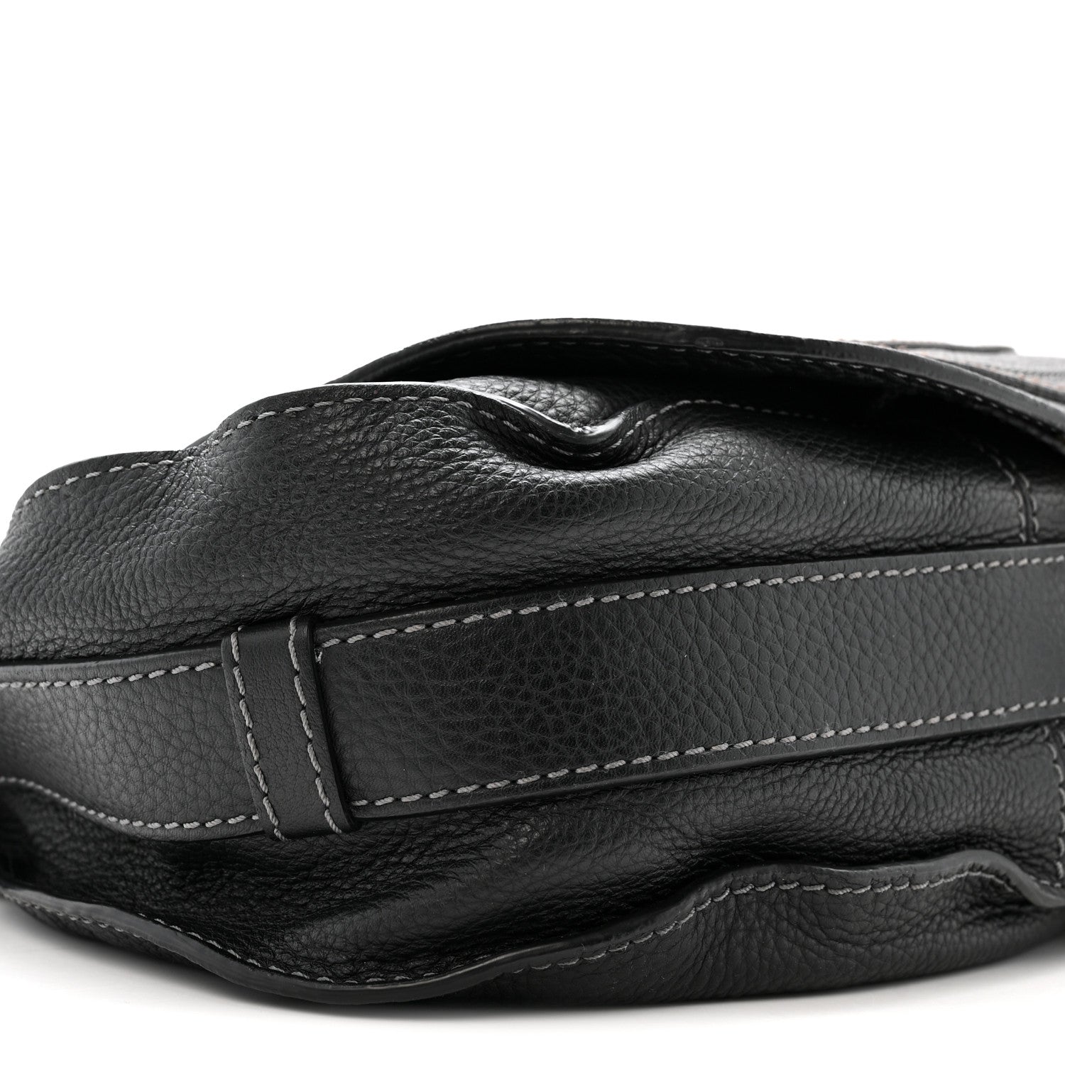 Grained Calfskin Medium Marcie Saddle Bag Black