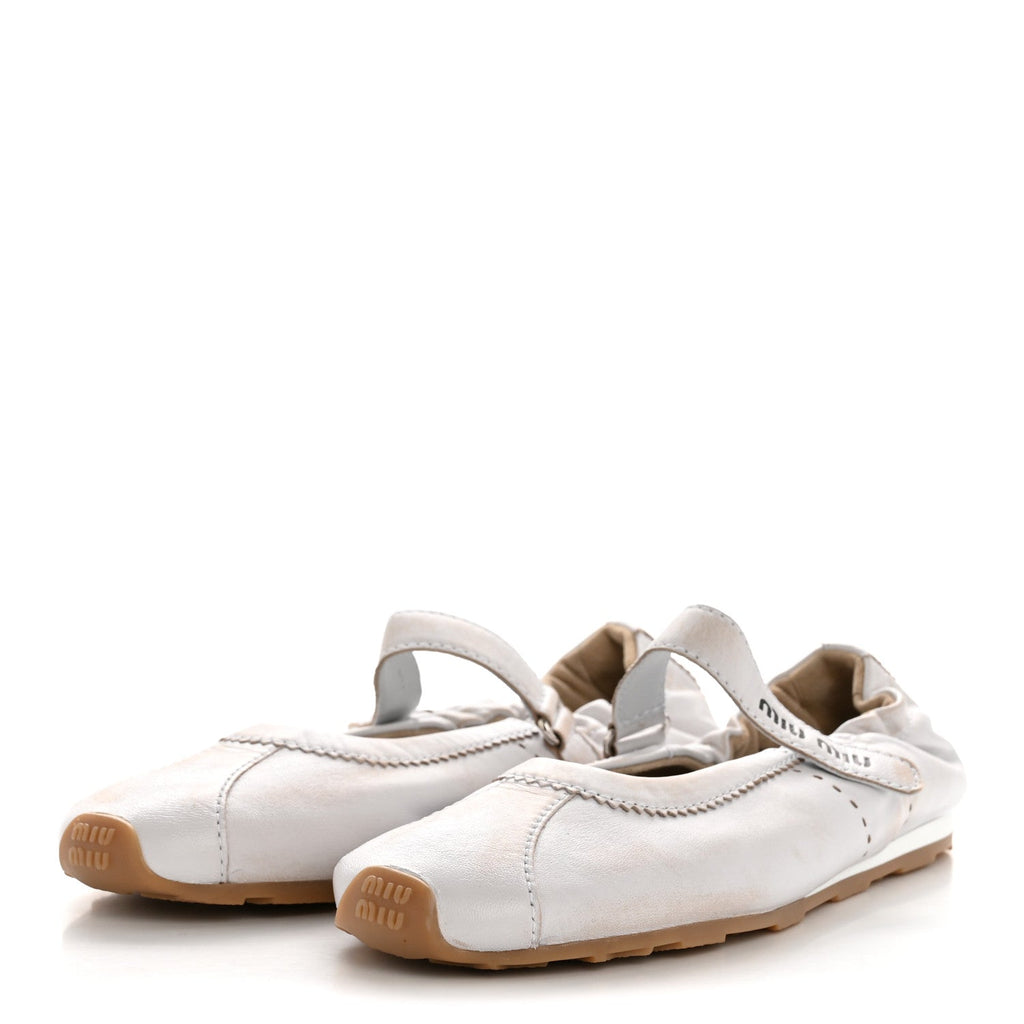 Bleached Nappa Womens Plume Mary Jane Ballerina Sneakers 39 Bianco