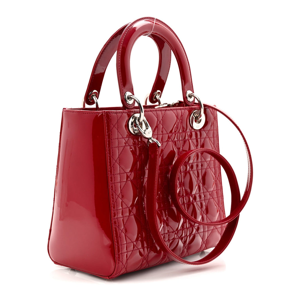 Patent Cannage Medium Lady Dior Red
