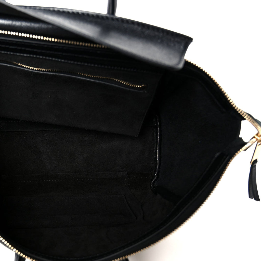 Supple Shiny Lambskin Little New Luggage Black