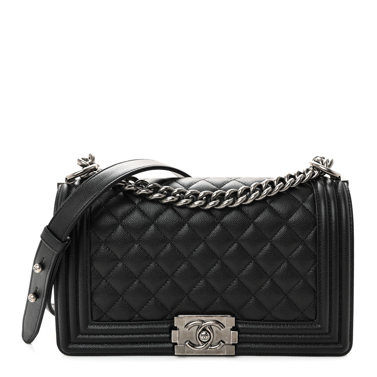 Caviar Quilted Medium Boy Flap Black
