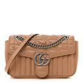 Calfskin Matelasse Aria Small GG Marmont Shoulder Bag Camelia