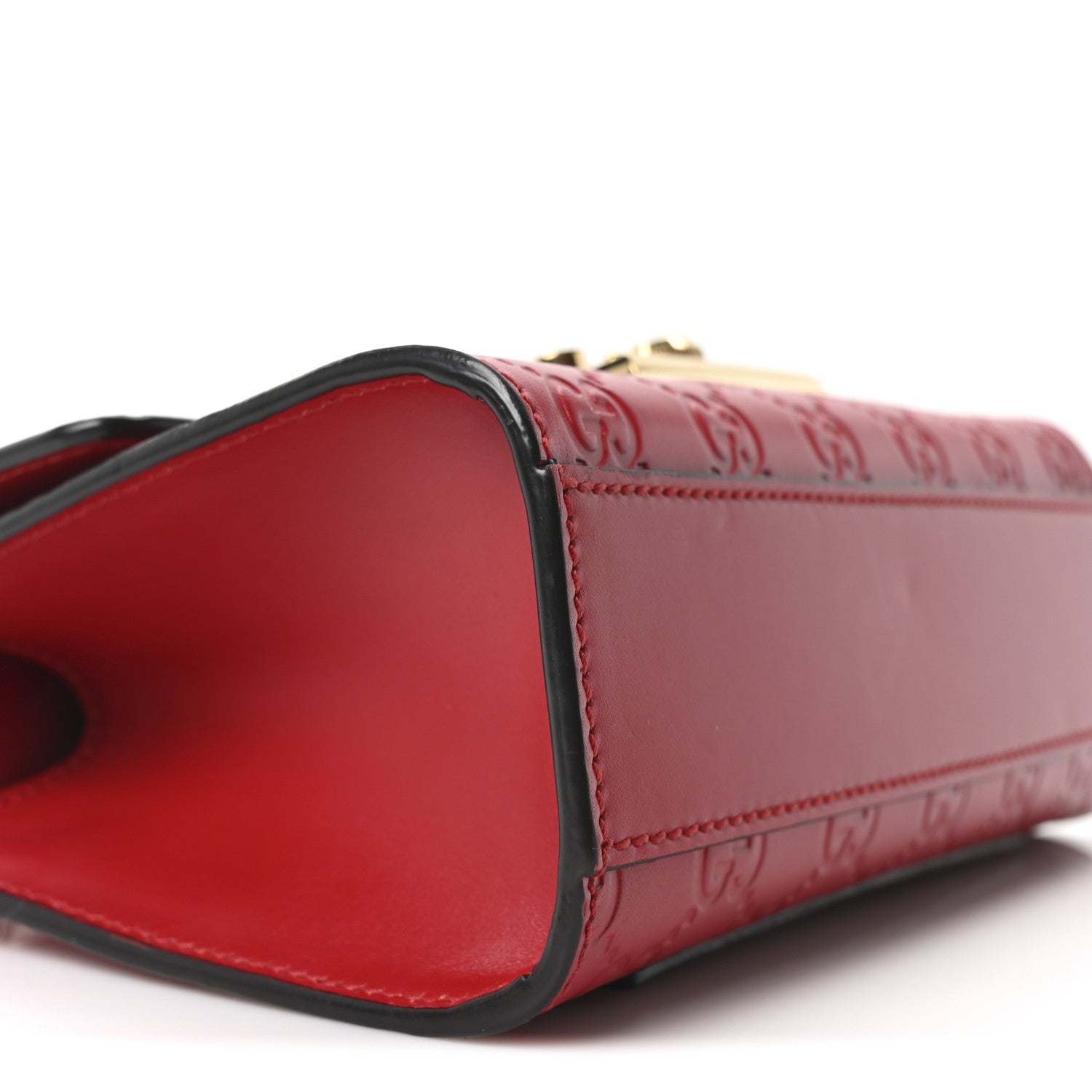 Guccissima Small Padlock Shoulder Bag Hibiscus Red