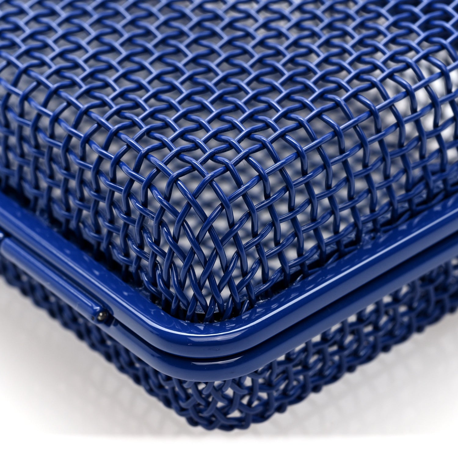 Brass Lambskin Monogram Cassandre Cage Bag Blue Majorelle