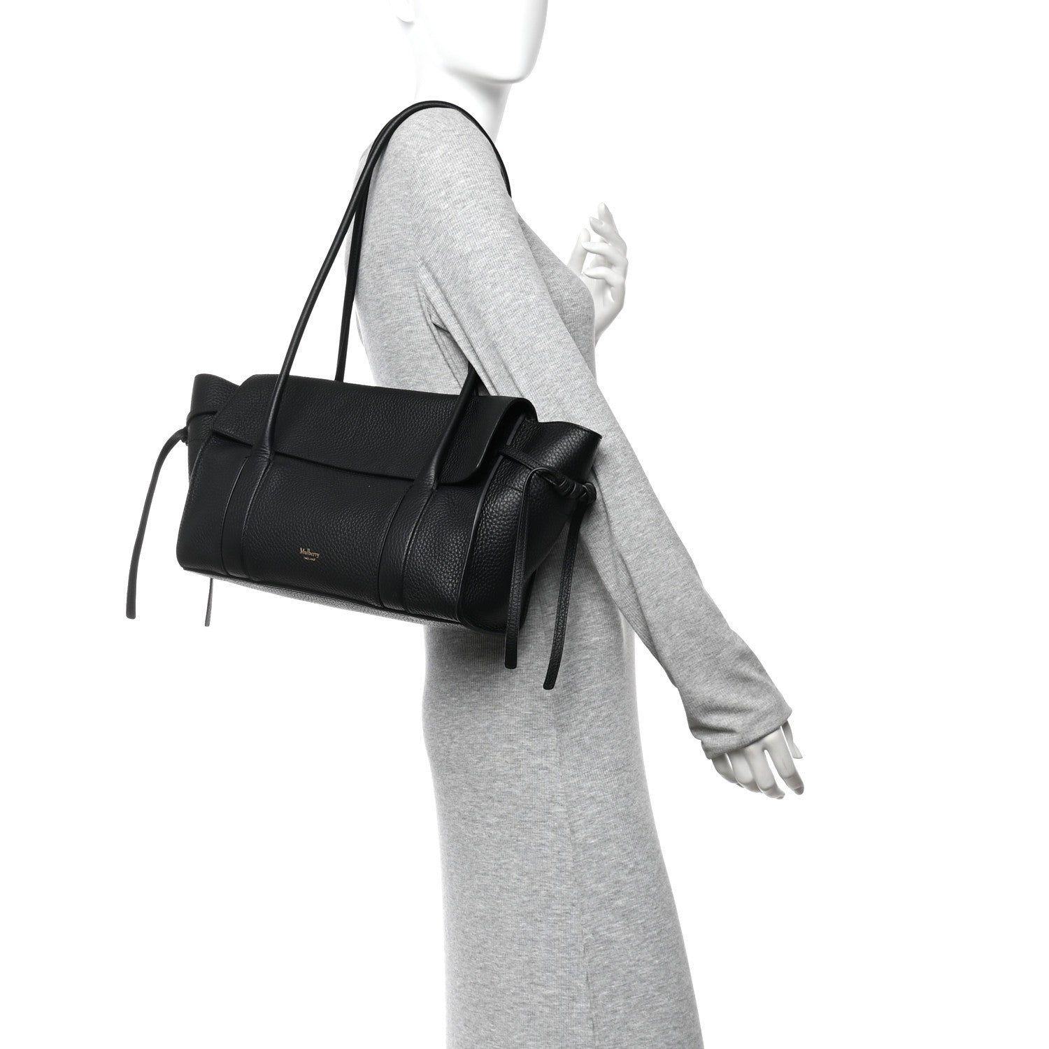 Heavy Grain Small Soft Bayswater Satchel Black