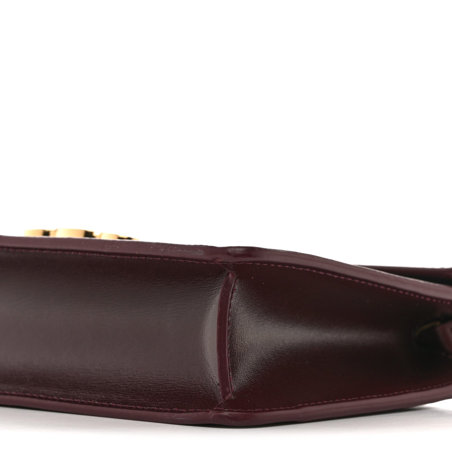 Shiny Calfskin Triomphe Margo Wallet on Chain Burgundy