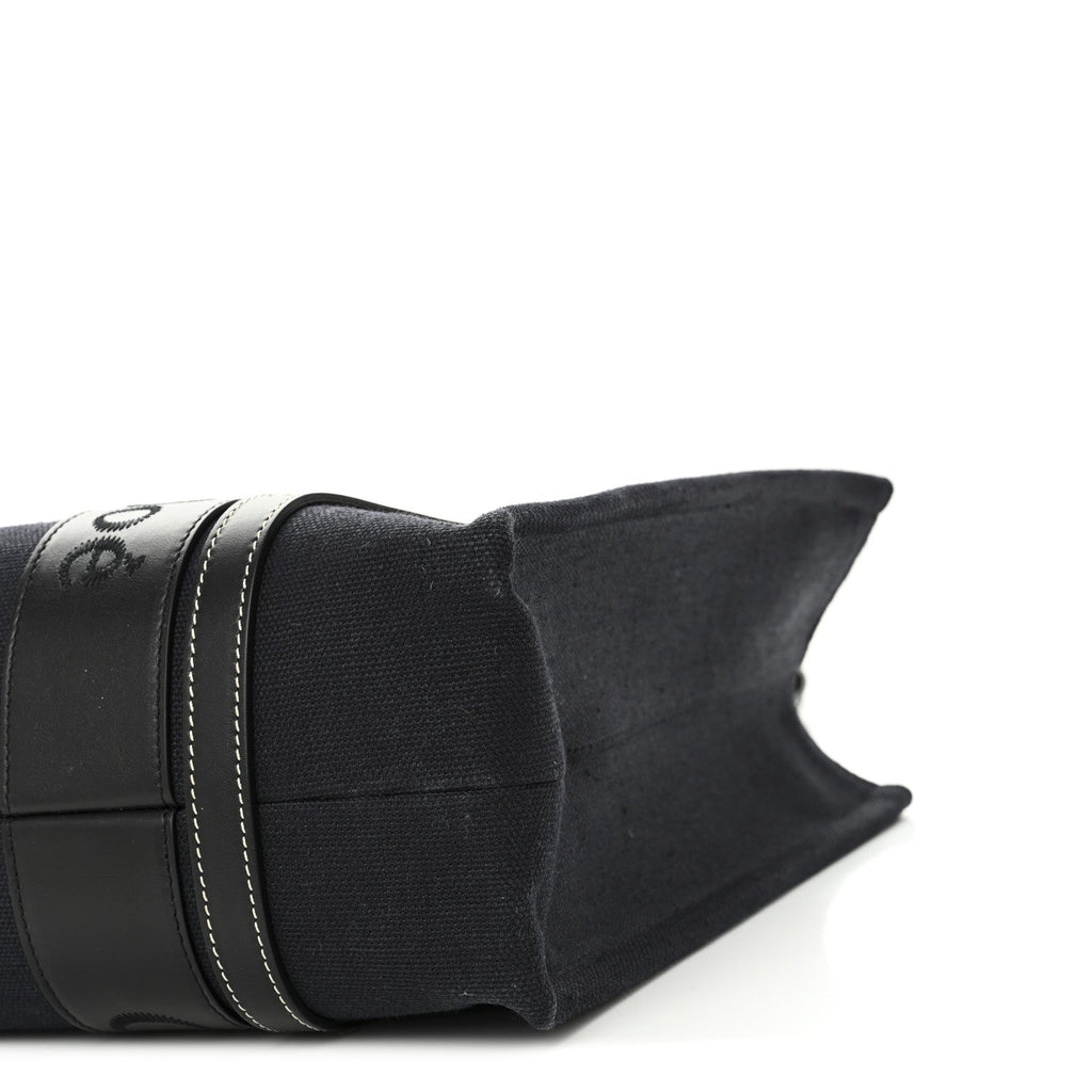 Calfskin Linen Medium Woody Tote Deep Denim