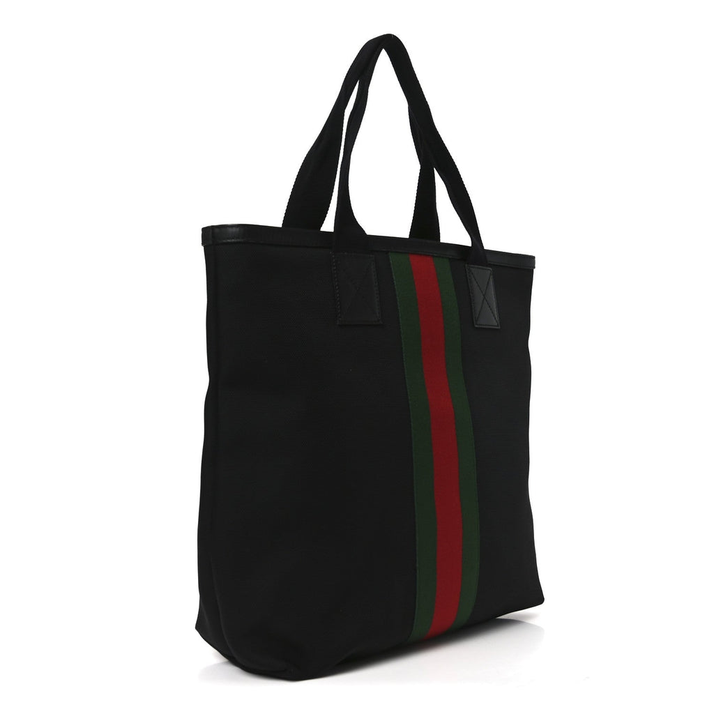 Techno Canvas Web Vertical Tote Black