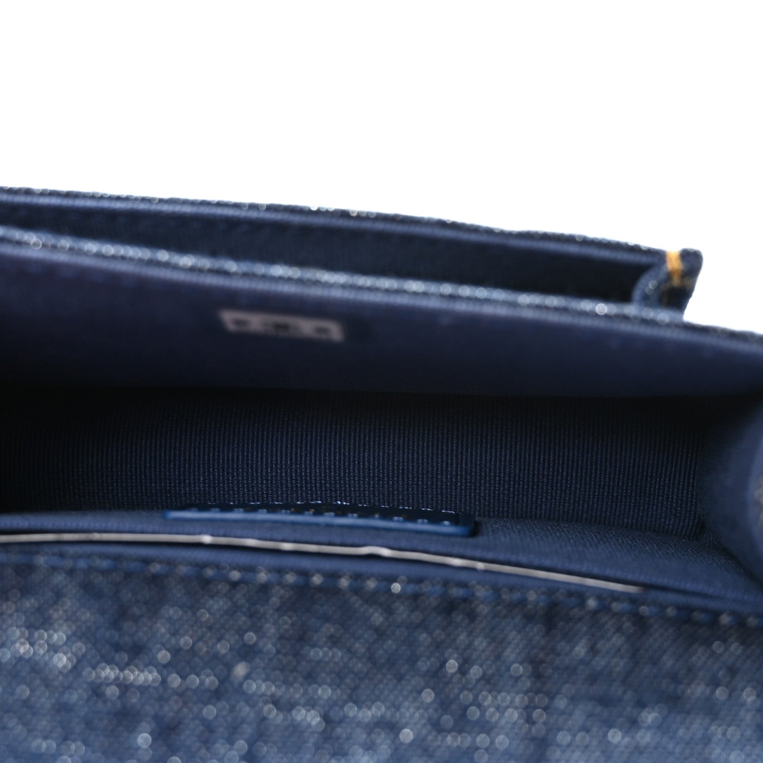 Denim Quilted Double You  Holder On Chain Blue