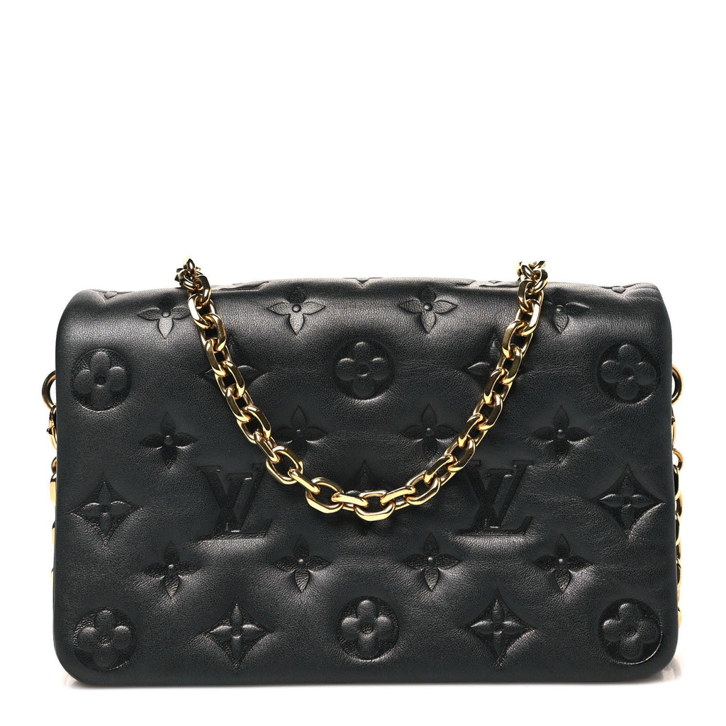 Lambskin Embossed Monogram Pochette Coussin Black