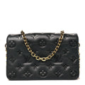 Lambskin Embossed Monogram Pochette Coussin Black