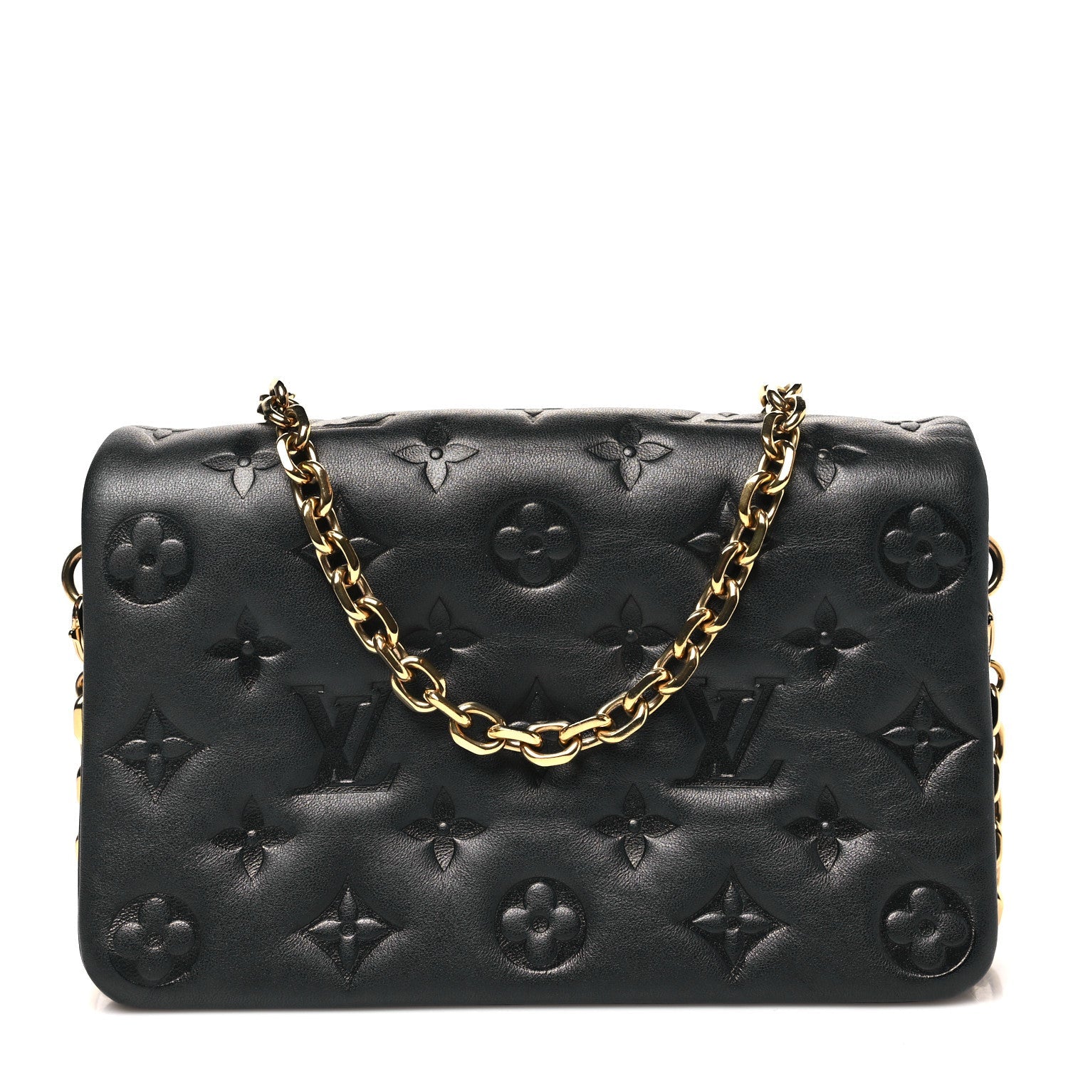 Lambskin Embossed Monogram Pochette Coussin Black