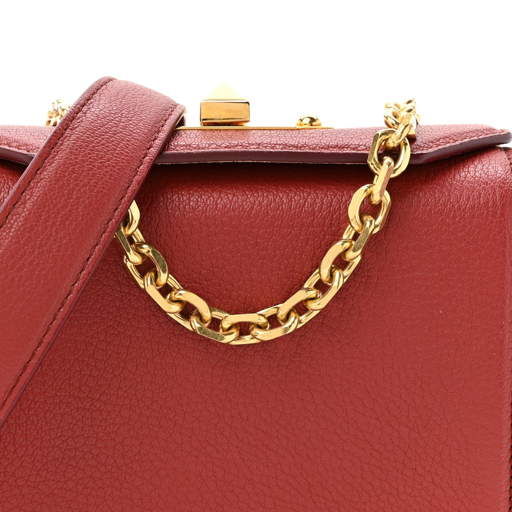 Silky Amish Grained Box Shoulder Bag 16 Lacquered Red