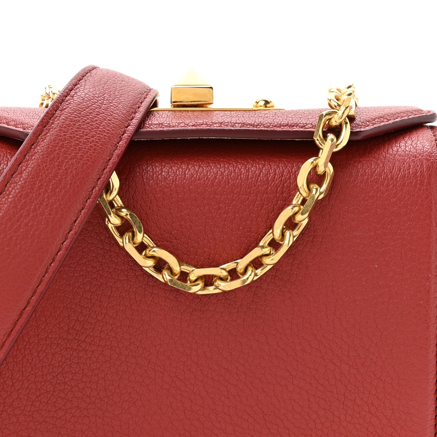 Silky Amish Grained Box Shoulder Bag 16 Lacquered Red
