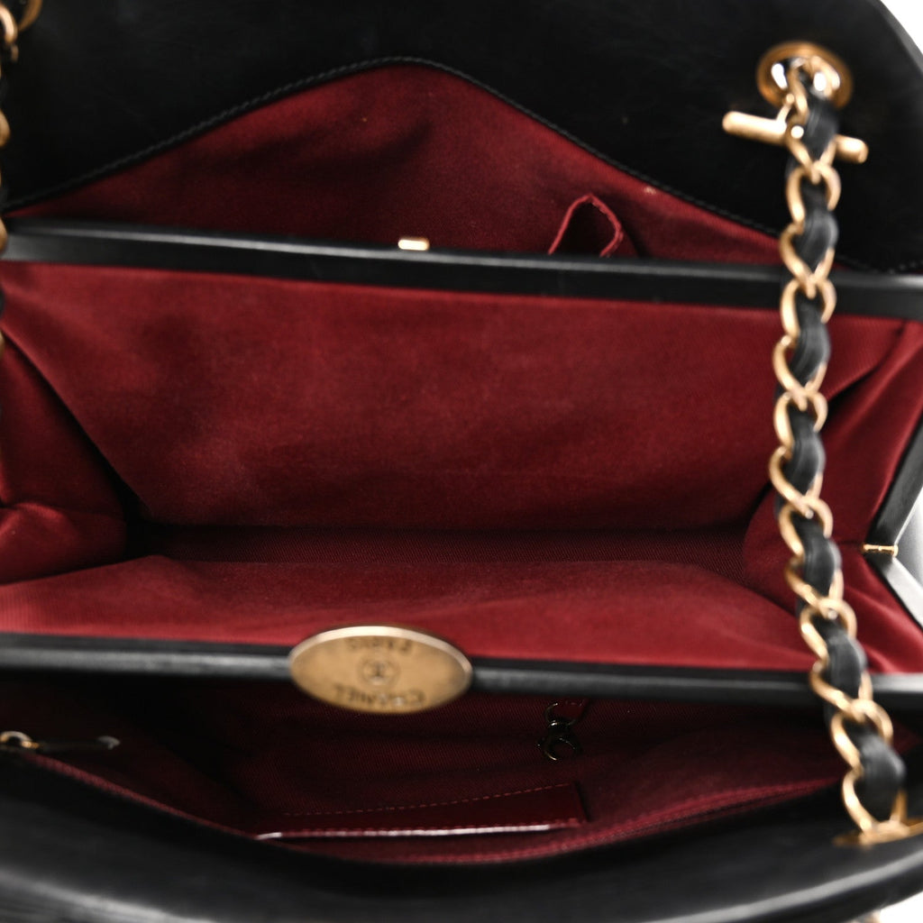 Aged Calfskin Large Just Mademoiselle Bowling Bag Black