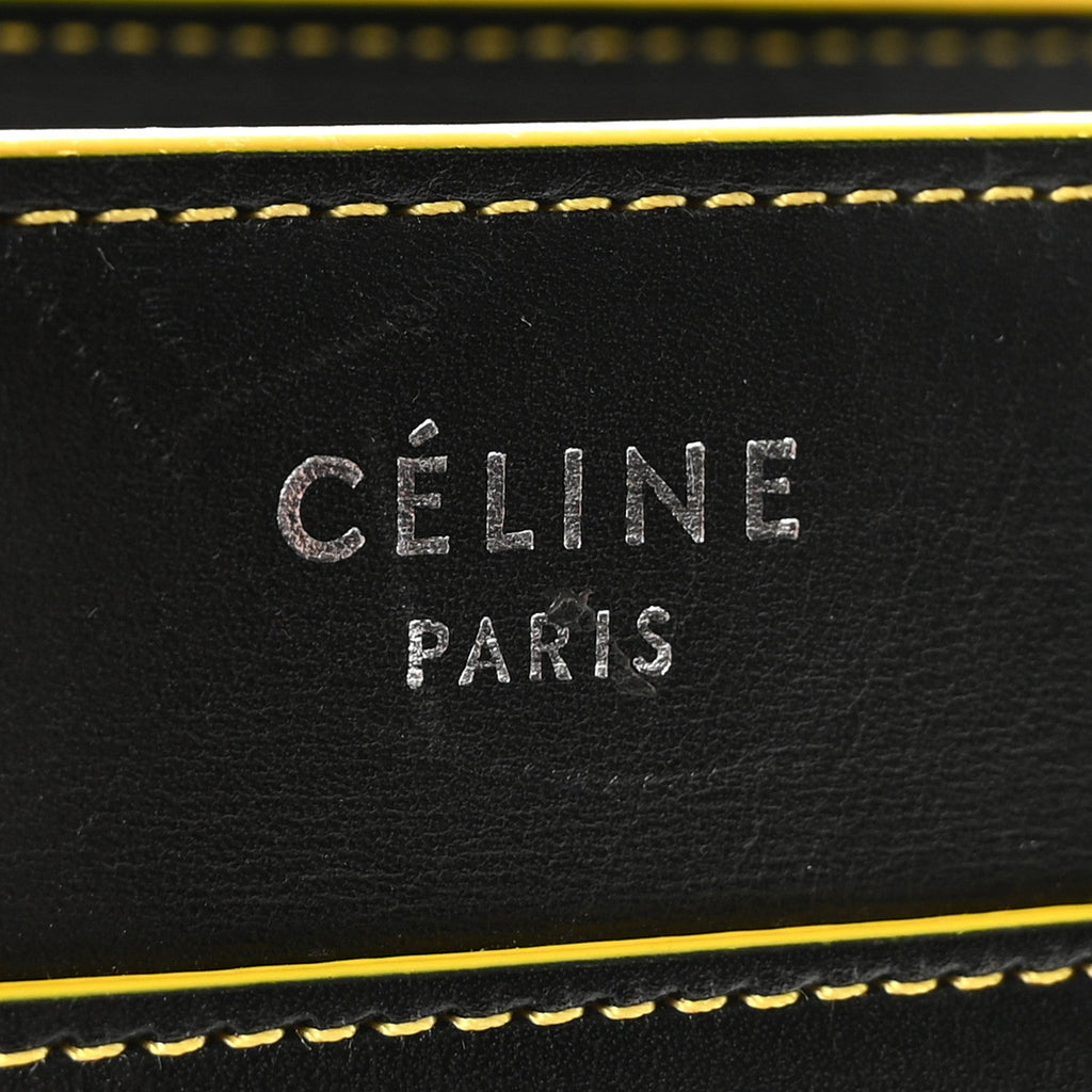 Satin Calfskin Nano Debossed Luggage Black Yellow