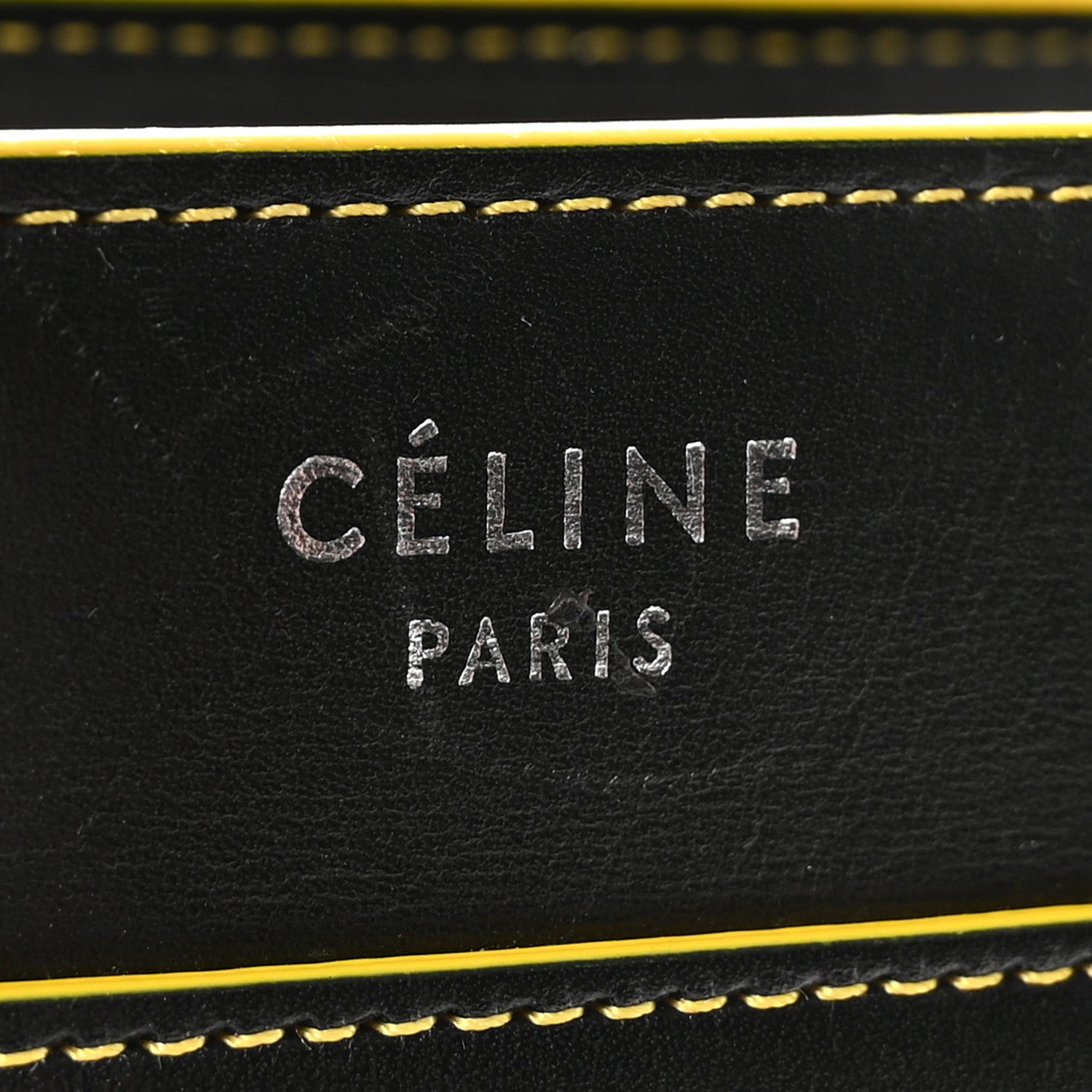 Satin Calfskin Nano Debossed Luggage Black Yellow