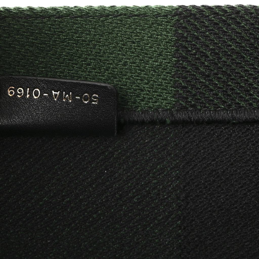 Canvas Embroidered Checkered Book Tote Black Green