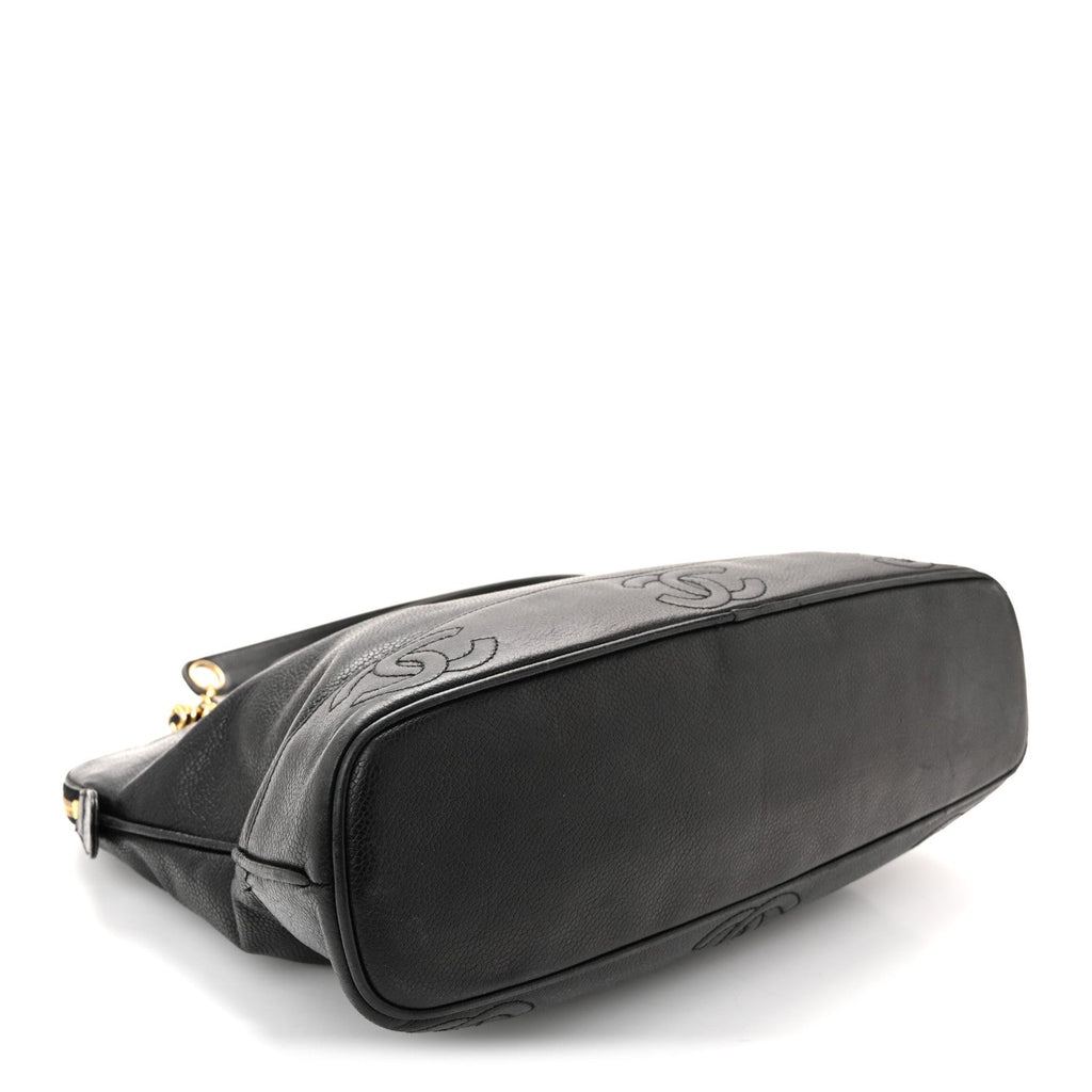 Caviar Triple CC Shoulder Bag Black