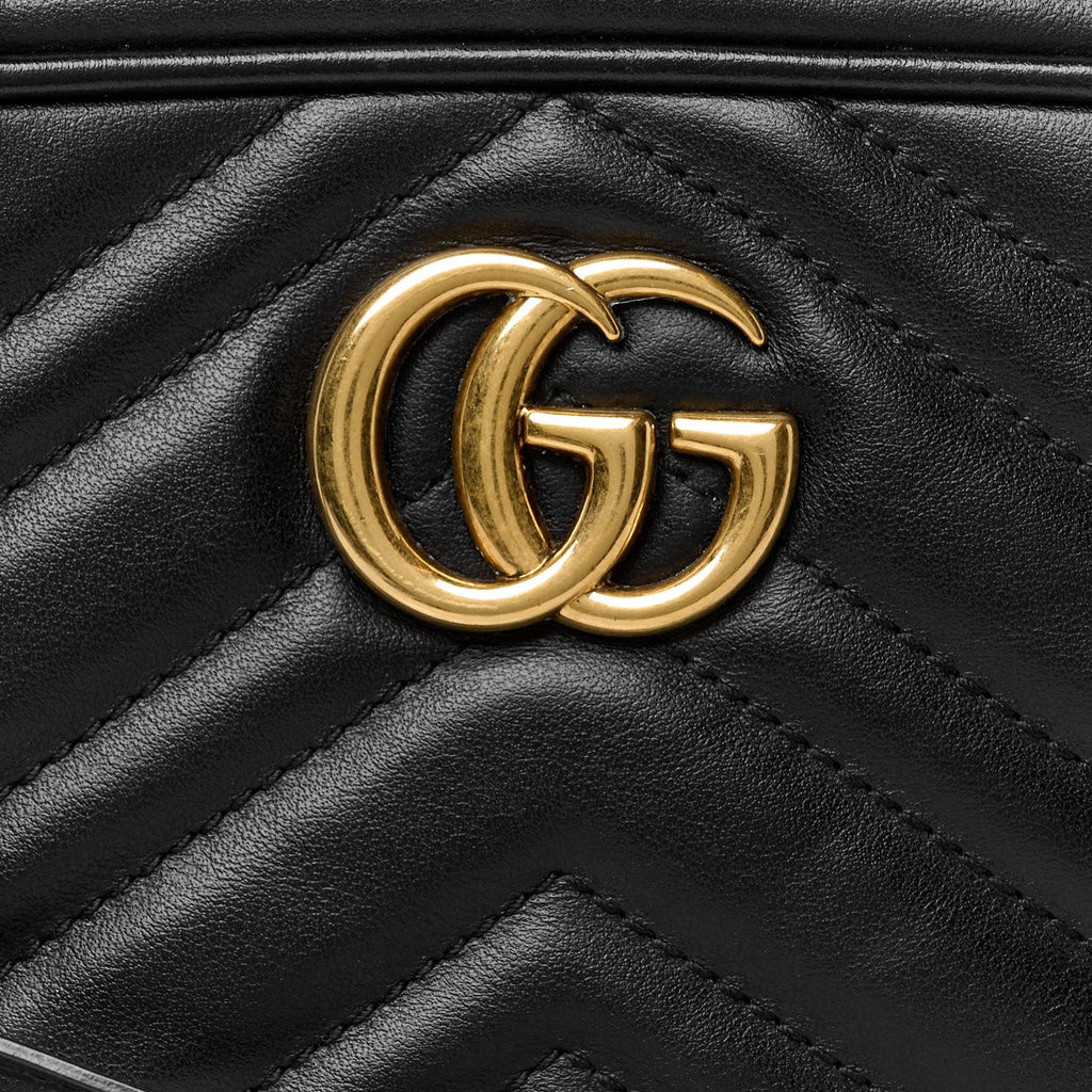 Calfskin Matelasse Mini GG Marmont Chain Shoulder Bag Black