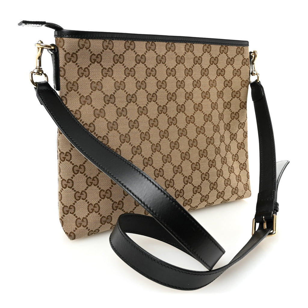 GG Monogram Web Flat Messenger Bag Black